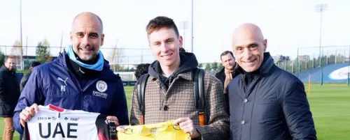 Pep Guardiola, Tadej Pogacar en Mauro Gianetti