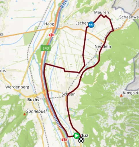 Het parcours van de tijdrit.&nbsp;