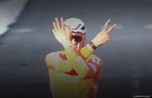 Van der Poel showed off his Richard Mille watch as he celebrated his victory.