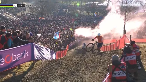 Mathieu van der Poel past the crazy crowd.