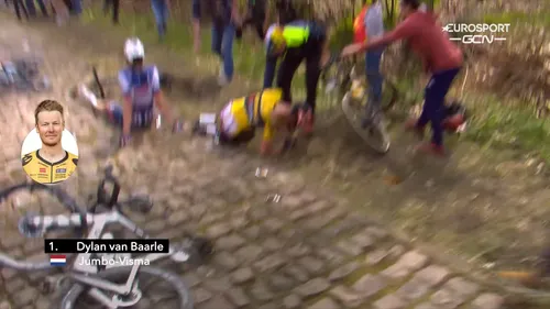 Van Baarle crashed hard during Paris-Roubaix in 2023
