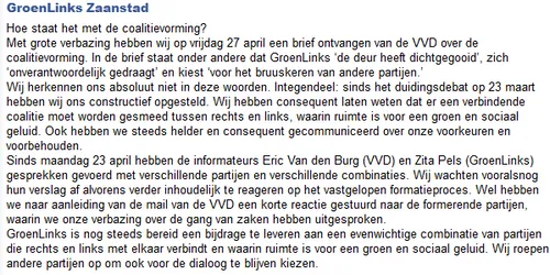 reactie groenlinks