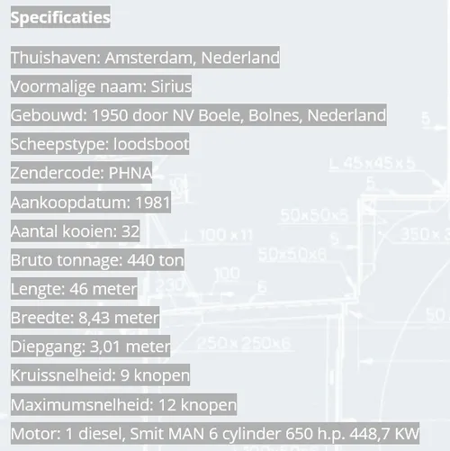 sirius specificaties