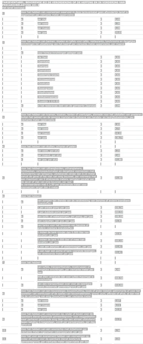 tarieventabel