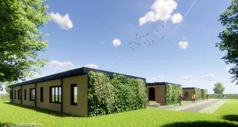 Een impressie van de flexwoningen.