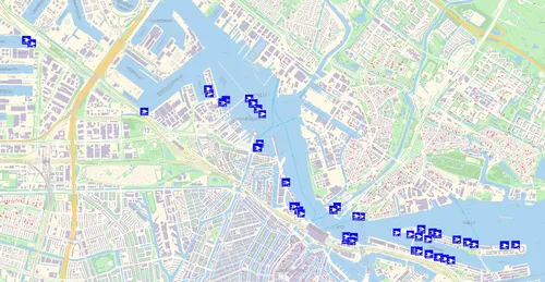 De bestaande walstroomkasten in de Amsterdamse haven.&nbsp;