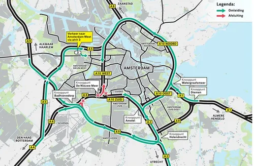 Omleidingsroute tijdens het Hemelvaartweekend.