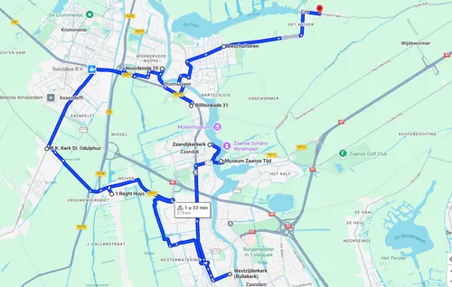 Een mogelijke route om alle uurwerken te zien.&nbsp;