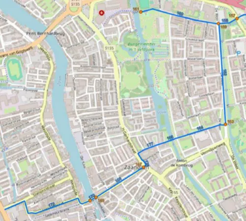 Het tracé van de doorfietsroute.&nbsp;