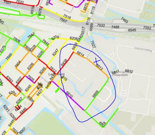 Parkeerdruk op zaterdag tussen 13:00 en 16:00 uur. Bron: Gemeente Zaanstad
