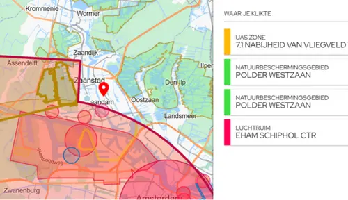 Er kan niet overal zomaar gevlogen worden boven Zaanstad. Bron: gemeente.