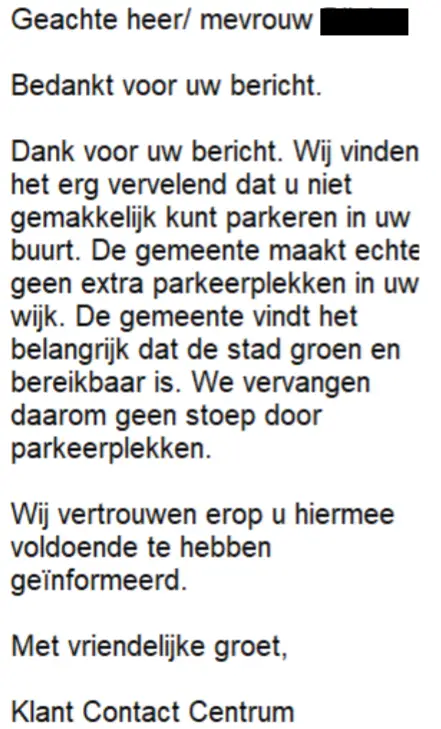Bron: Brief bewoner Vrije Heerlijkheid