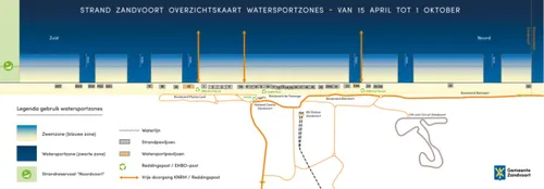 overzichtskaartje uitvoering watersportzonering gemeente zandvoort