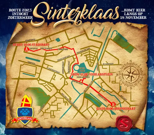 kaart intocht sinterklaas 2023