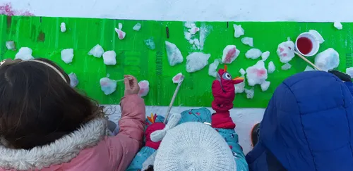 kleuters als winterschilders