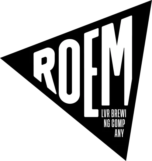 roem logo groot 250mm x 250 mm wit op zwart