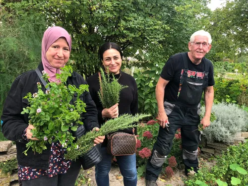 theeschenkerij met verse kruiden bij piezo in wijktuin noordhove foto stichting piezo