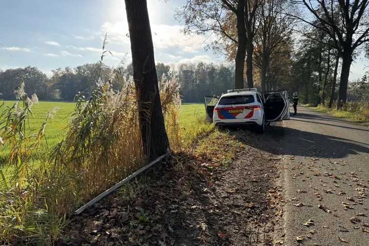 Politieauto tegen boom Erp