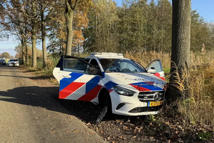 Politieauto tegen boom Erp
