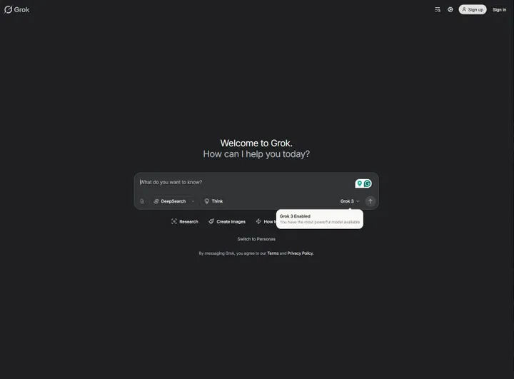 Grok 3 interface