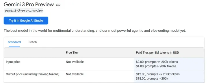 Gemini 3 pricing