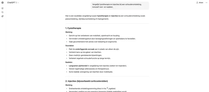 ChatGPT medical option comparison