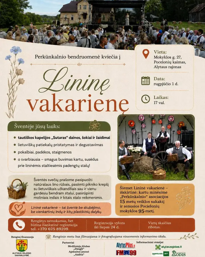 Kvietimas. Lininė vakarienė