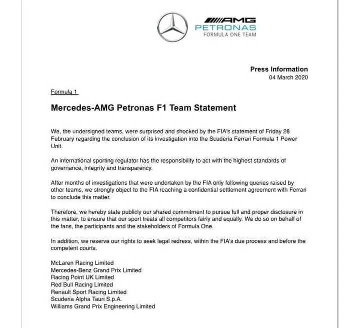 comunicato contro ferrari