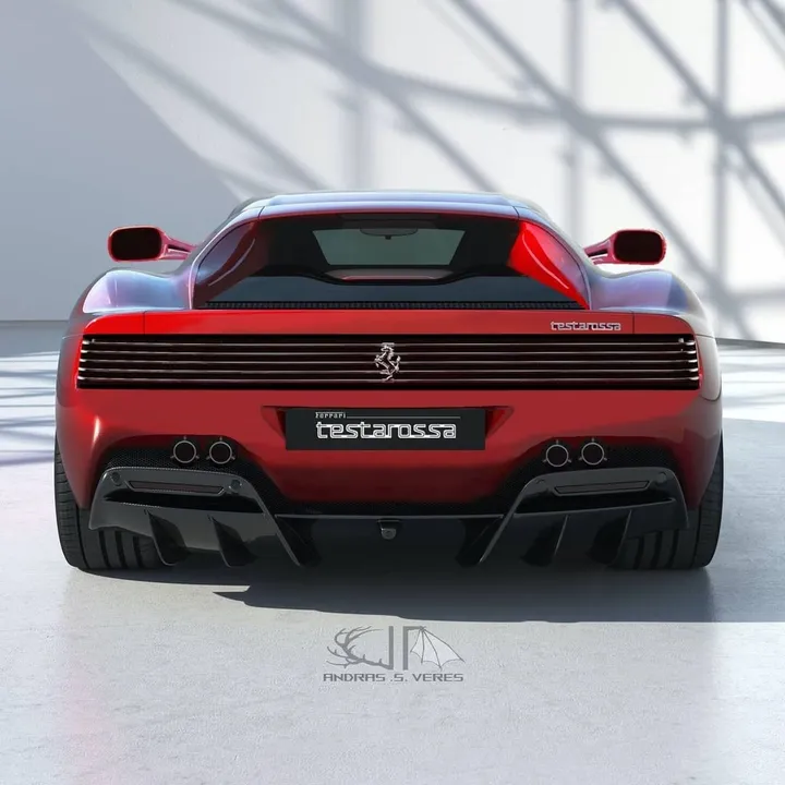 Nuova Ferrari Testarossa rendering posteriore