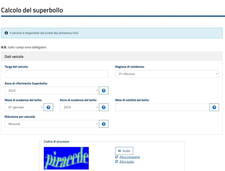 calcolo superbollo