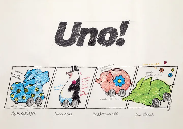 bozzetto pubblicità fiat uno