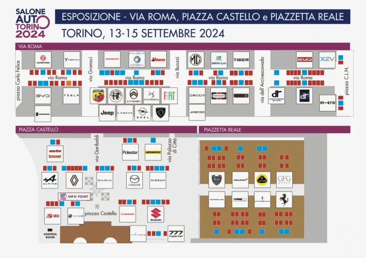 mappa salone auto torino 2024 via roma