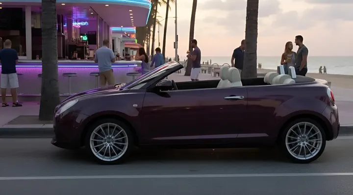 vista laterale della Alfa Romeo MiTo cabrio, auto mai uscita in commercio