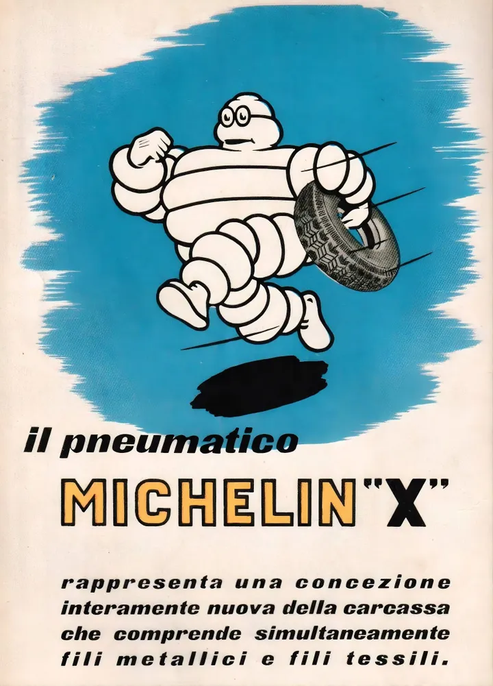 Nell'immagine si vede una pubblicità del 1951 di Michelin