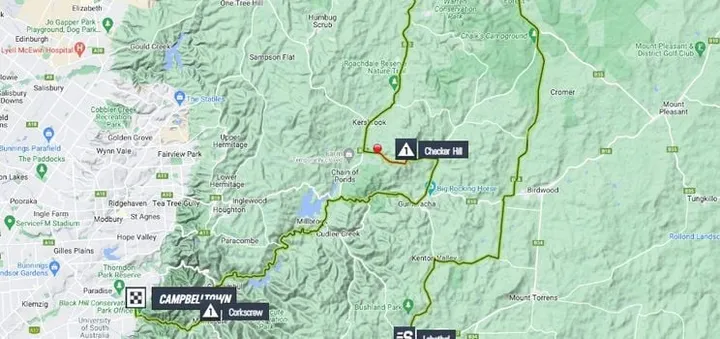 Mapa de la 3ª etapa del Tour Down Under 2023