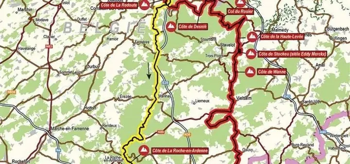 Mapa de la Lieja-Bastoña-Lieja 2023
