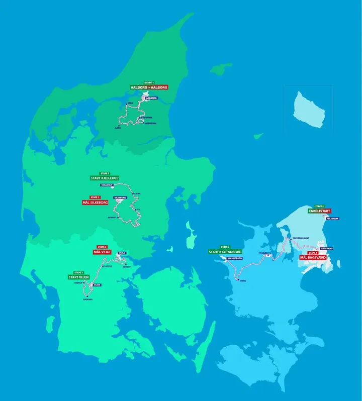 Mapa de la Vuelta a Dinamarca 2023