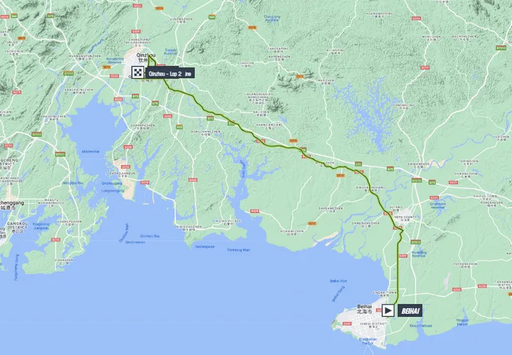 Mapa Tour de Guangxi 2023 etapa 2