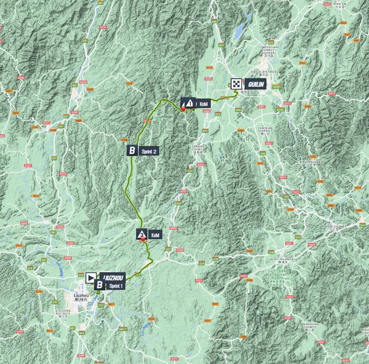 Mapa Tour de Guangxi 2023 etapa 5