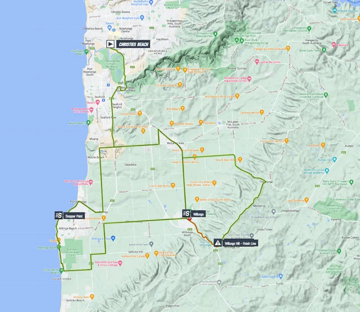 Mapa Tour Down Under 2024 etapa 5