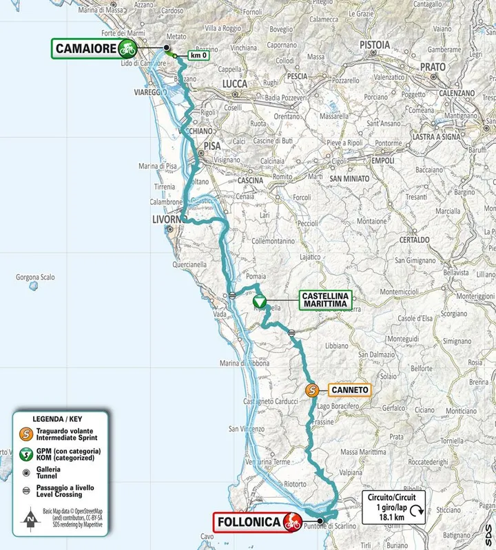 Mapa Tirreno Adriático 2024 etapa 2&nbsp;