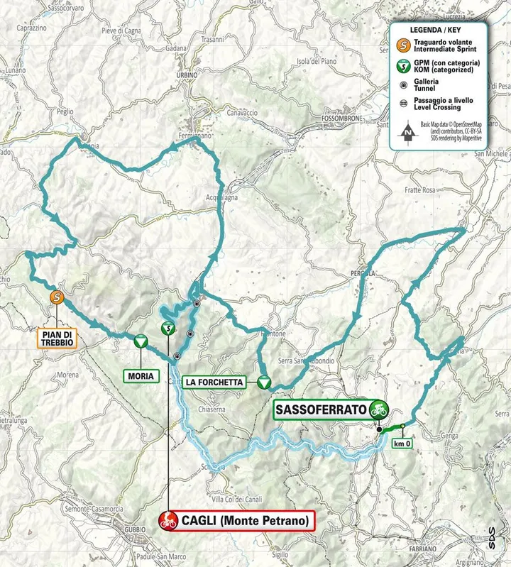 Mapa Tirreno Adriatico 2024 etapa 6&nbsp;