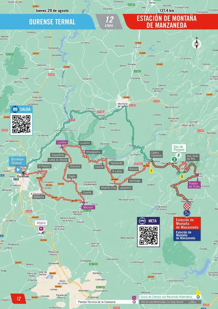 Mapa Vuelta a España 2024 etapa 12&nbsp;