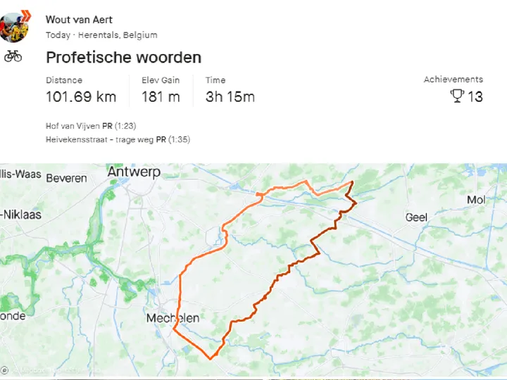 Entrenamiento de Wout van Aert.