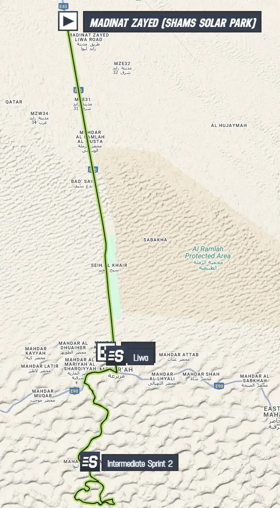 Mapa UAE Tour 2025 etapa 1