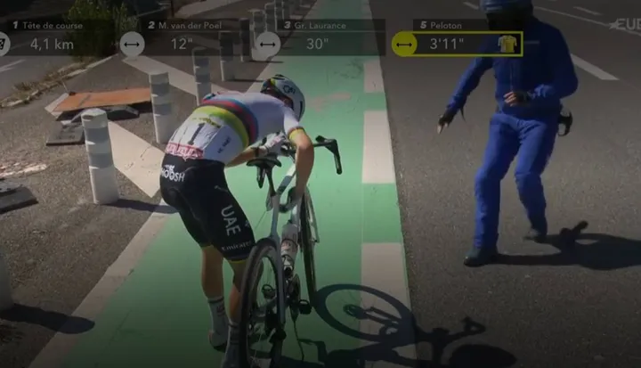 La caída de Pogacar en la etapa 11 del Tour de Francia