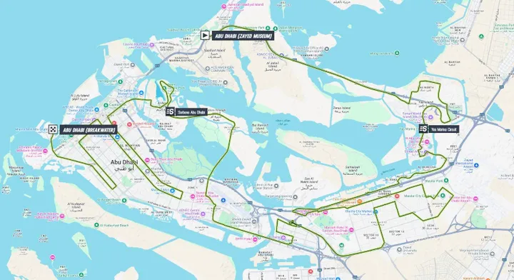 Mapa de la etapa 7 del UAE Tour 2026
