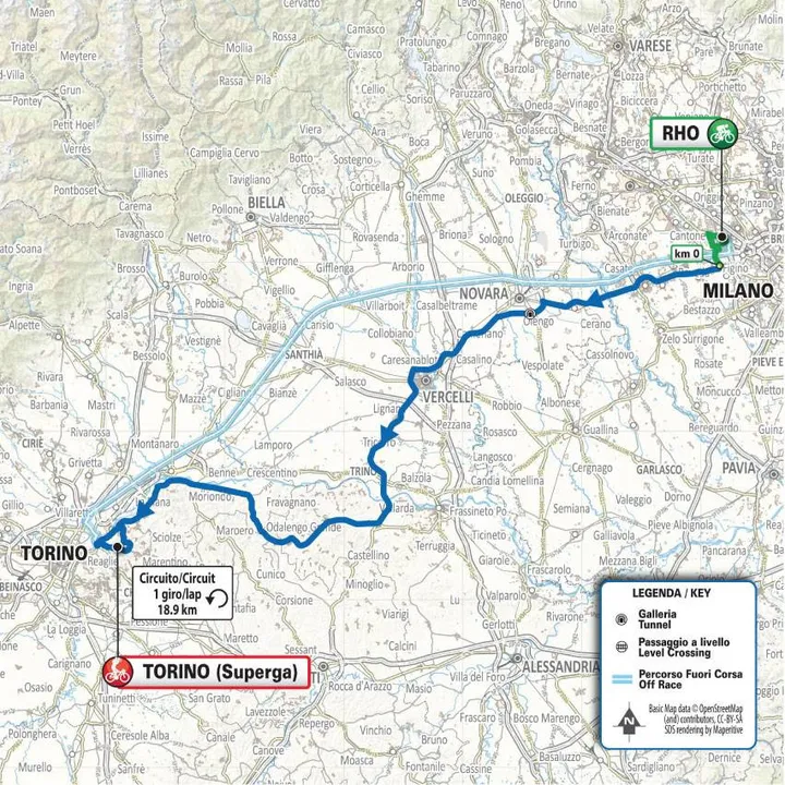 Mapa de la Milán-Turín  2026