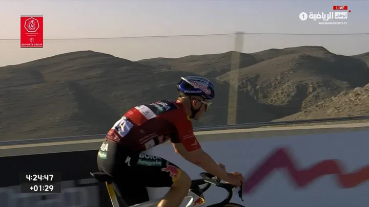 Remco Evenepoel, sufriendo en el UAE Tour
