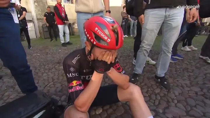 Emotional Lennart Jasch after Tour of the Alps stage win